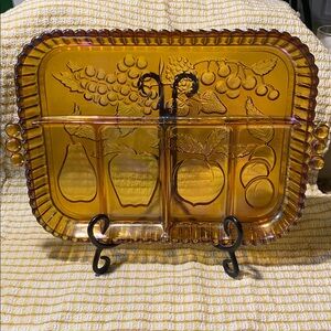 Vintage Indiana Marigold Carnival  Glass  Tray